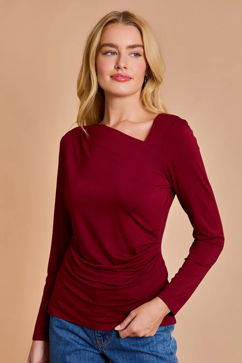 Gilli Cutout Neckline Long Sleeve Top