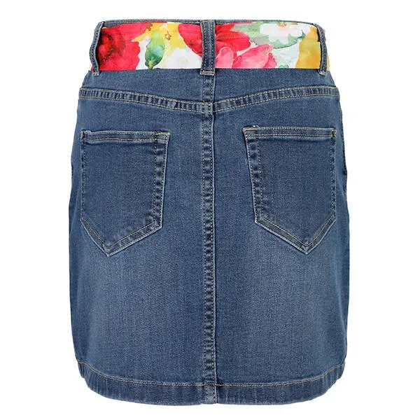 GIRLS DENIM BLUE PENCIL SKIRT WITH BELT