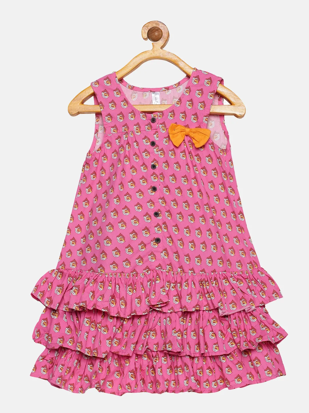 Girls Sleeveless Bottom Frill Layered Dress