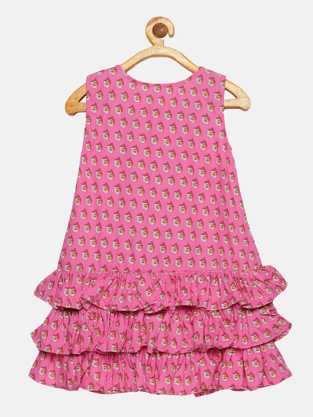 Girls Sleeveless Bottom Frill Layered Dress