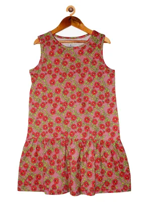 Girls Sleeveless Dress with gathered hem