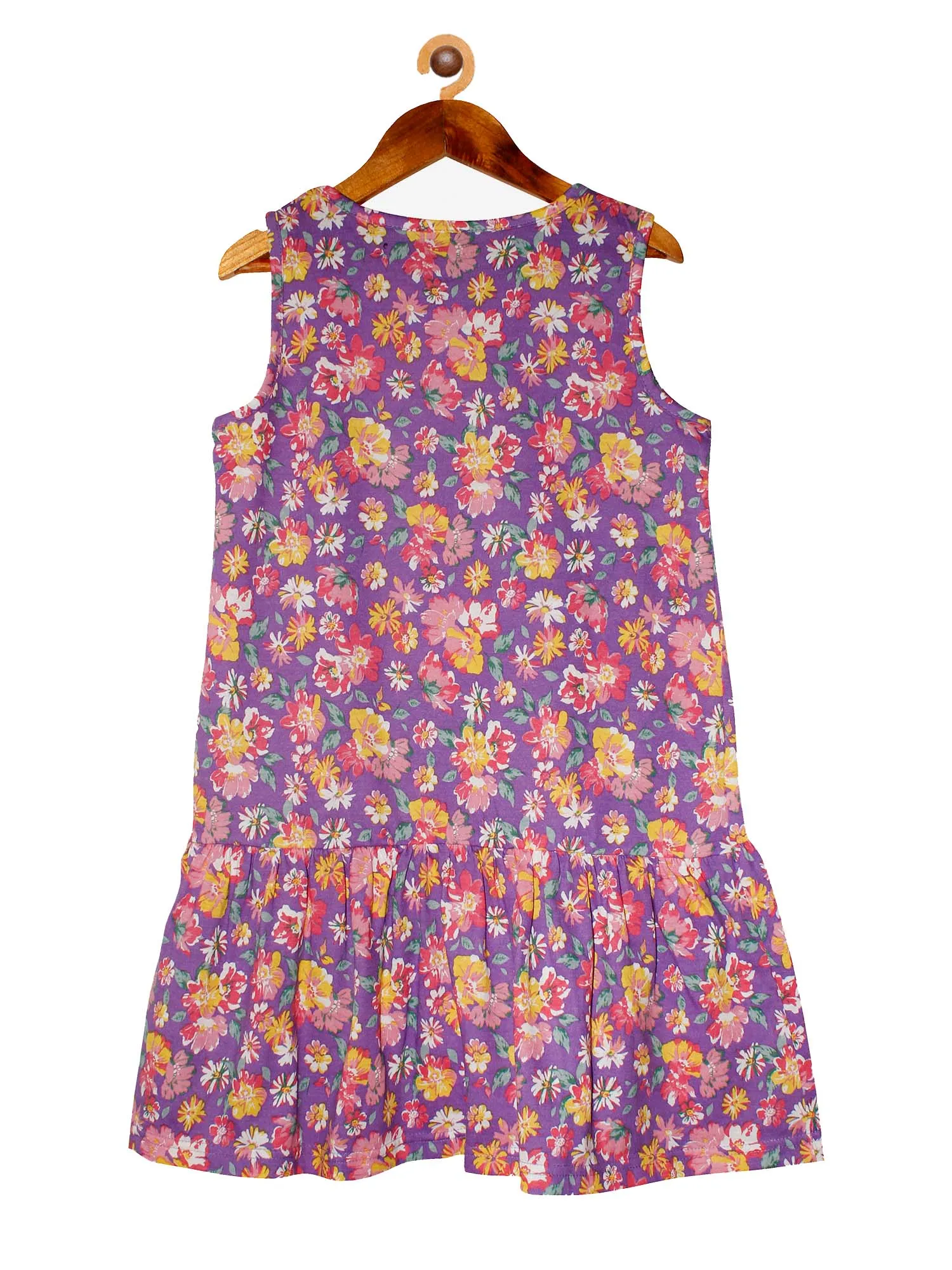 Girls Sleeveless Dress with gathered hem