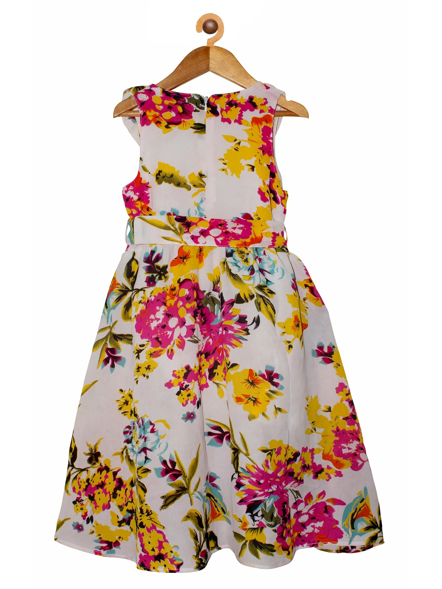 Girls sleeveless Long Dress with Frilled neck