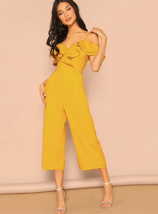 GOLDEN RUFFLES JUMPSUIT