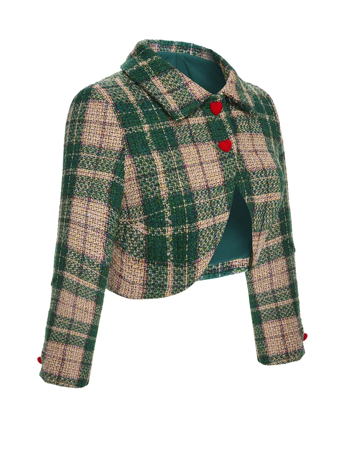 Green 1950s Lapel Scottish Plaid Jacket