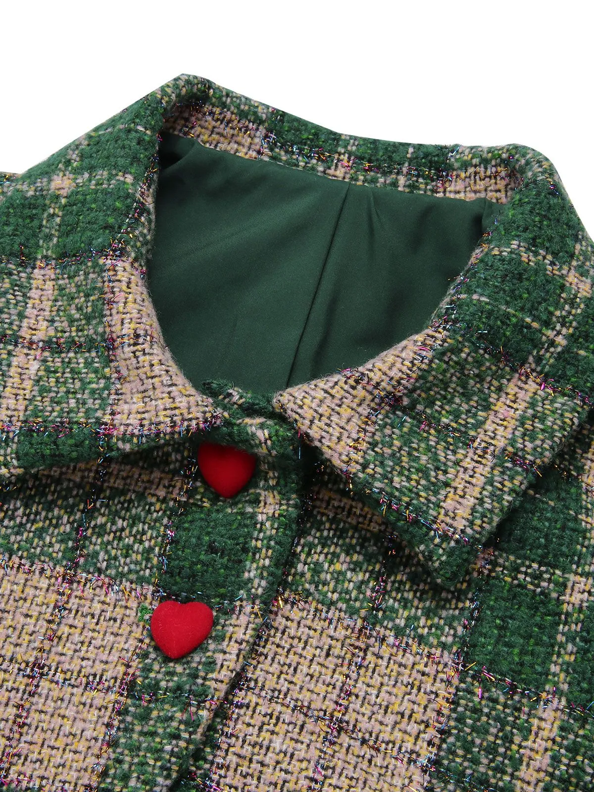 Green 1950s Lapel Scottish Plaid Jacket