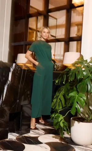 Green Drape Detail Jumpsuit by Vogue Williams