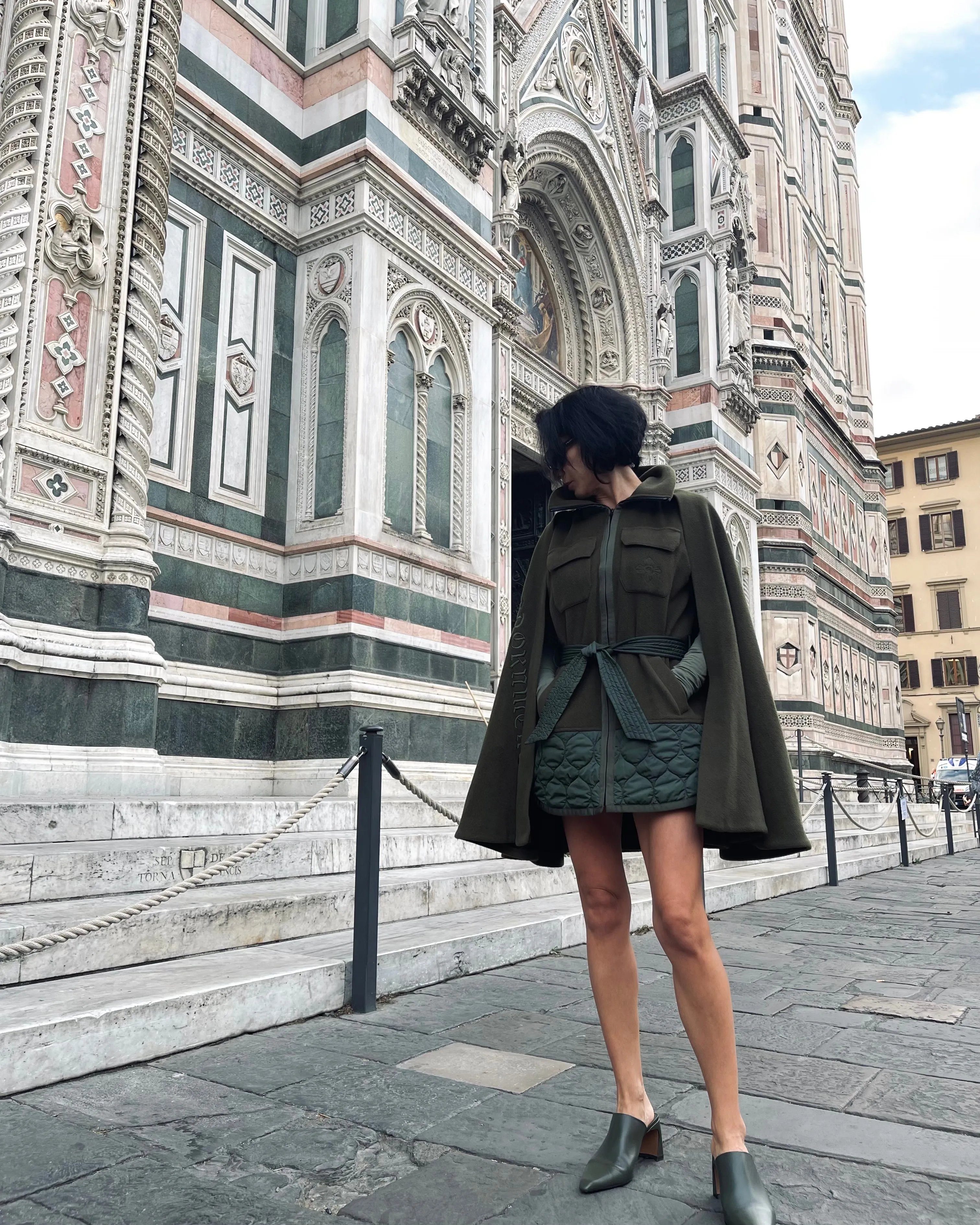 GREEN OVERSIZED COAT IN WOOL BLEND