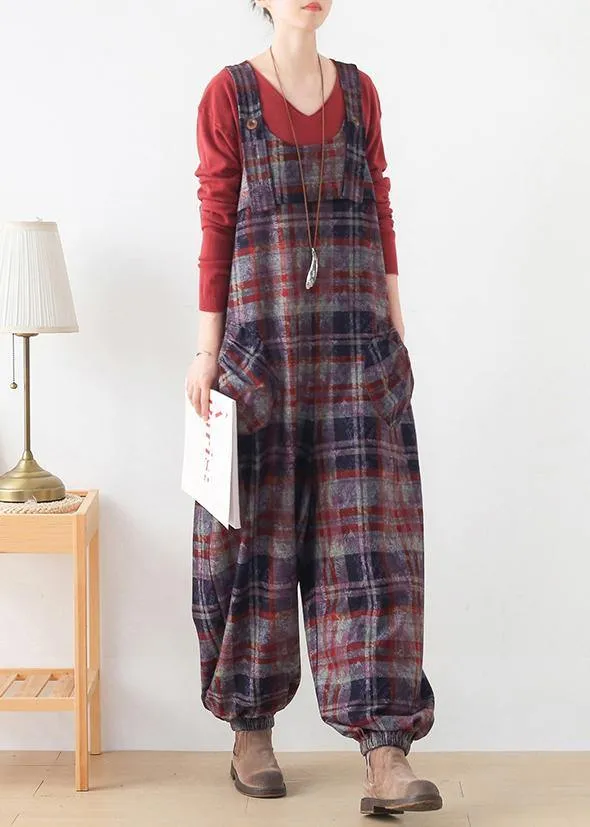 High end original Jumpsuit fashion red check strap Jumpsuit