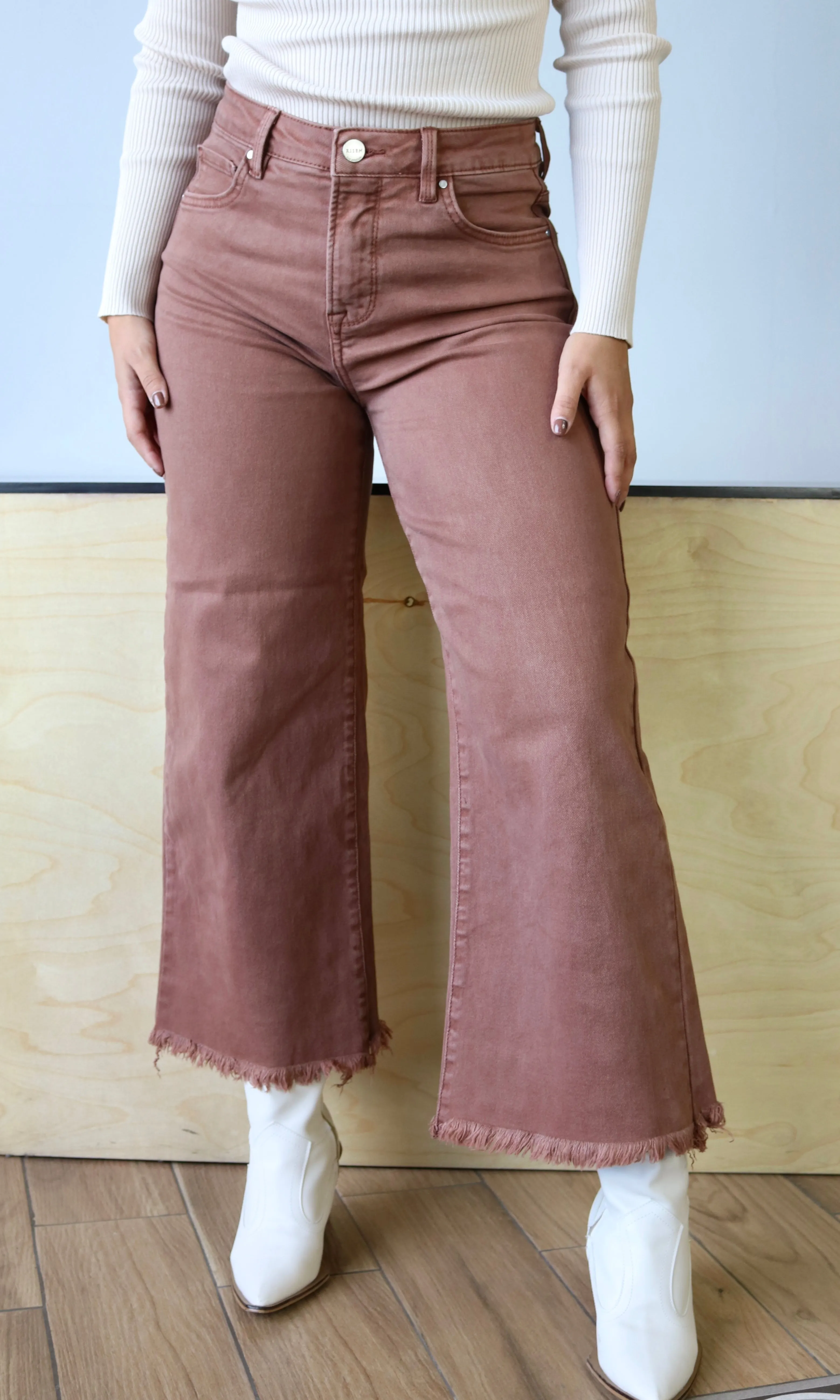 High Rise Crop Wide Jeans