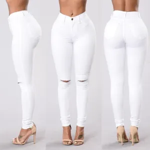 High Waist Skinny Ripped Fashion Jeans For Women