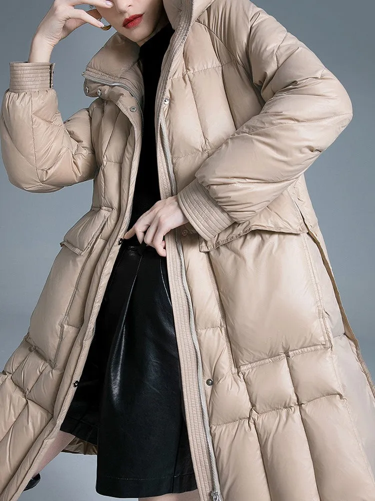 Hooded Flared Down Puffer Coat