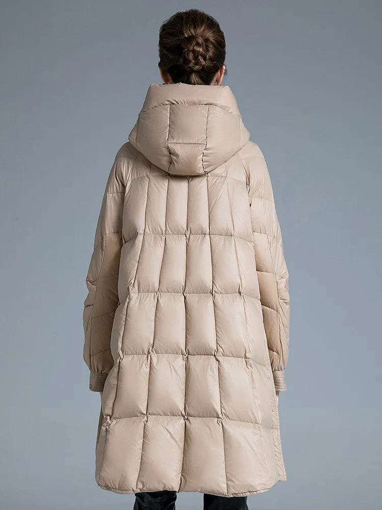 Hooded Flared Down Puffer Coat