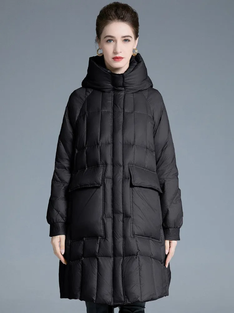 Hooded Flared Down Puffer Coat