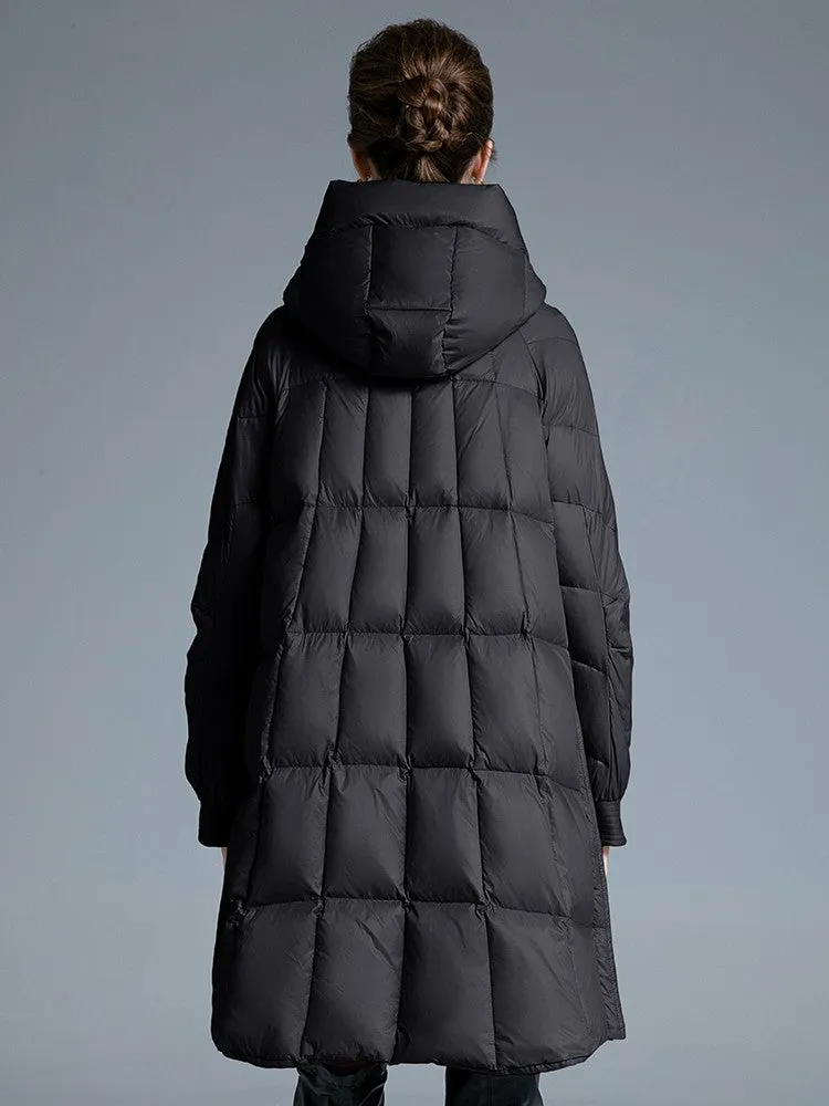 Hooded Flared Down Puffer Coat