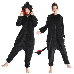 How to Train Your Dragon Toothless  Kigurumi Women Winter Flannel Animal Onesie Cute Cosplay Sleepwear