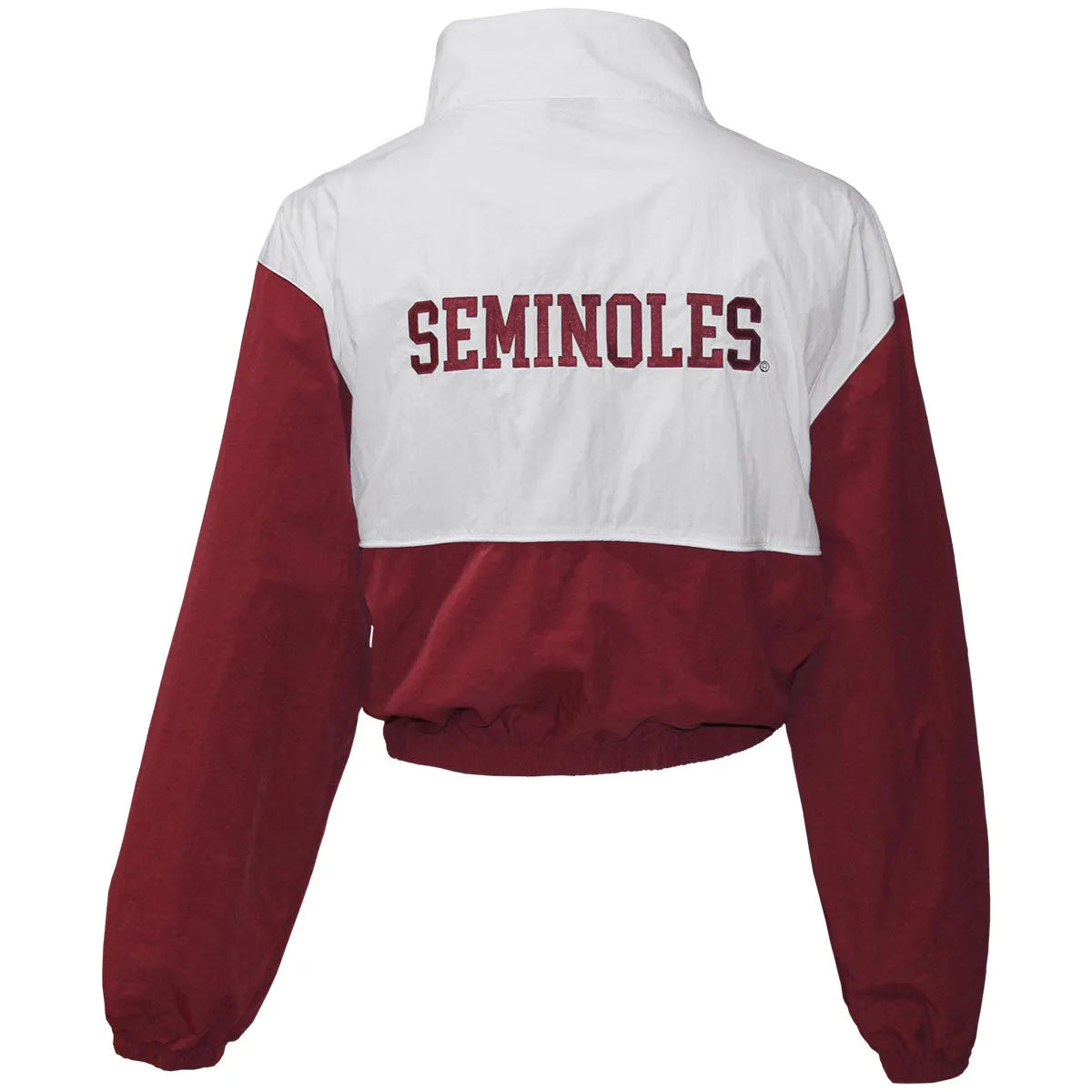 Hype & Vice Women's Seminole Logo/Seminoles Crop Track Jacket - White/Garnet