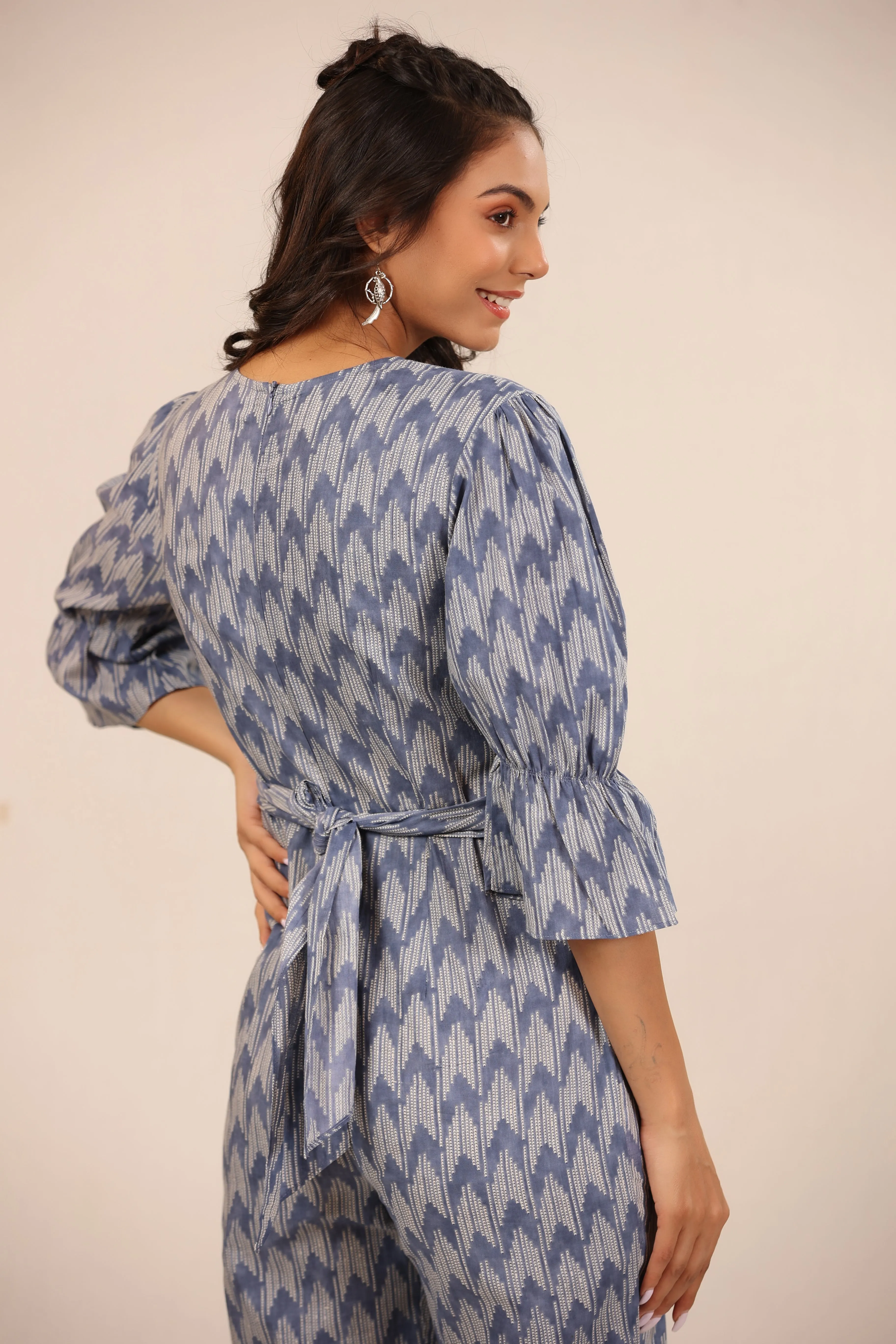 Ikat Shibori on Grey Jumpsuit