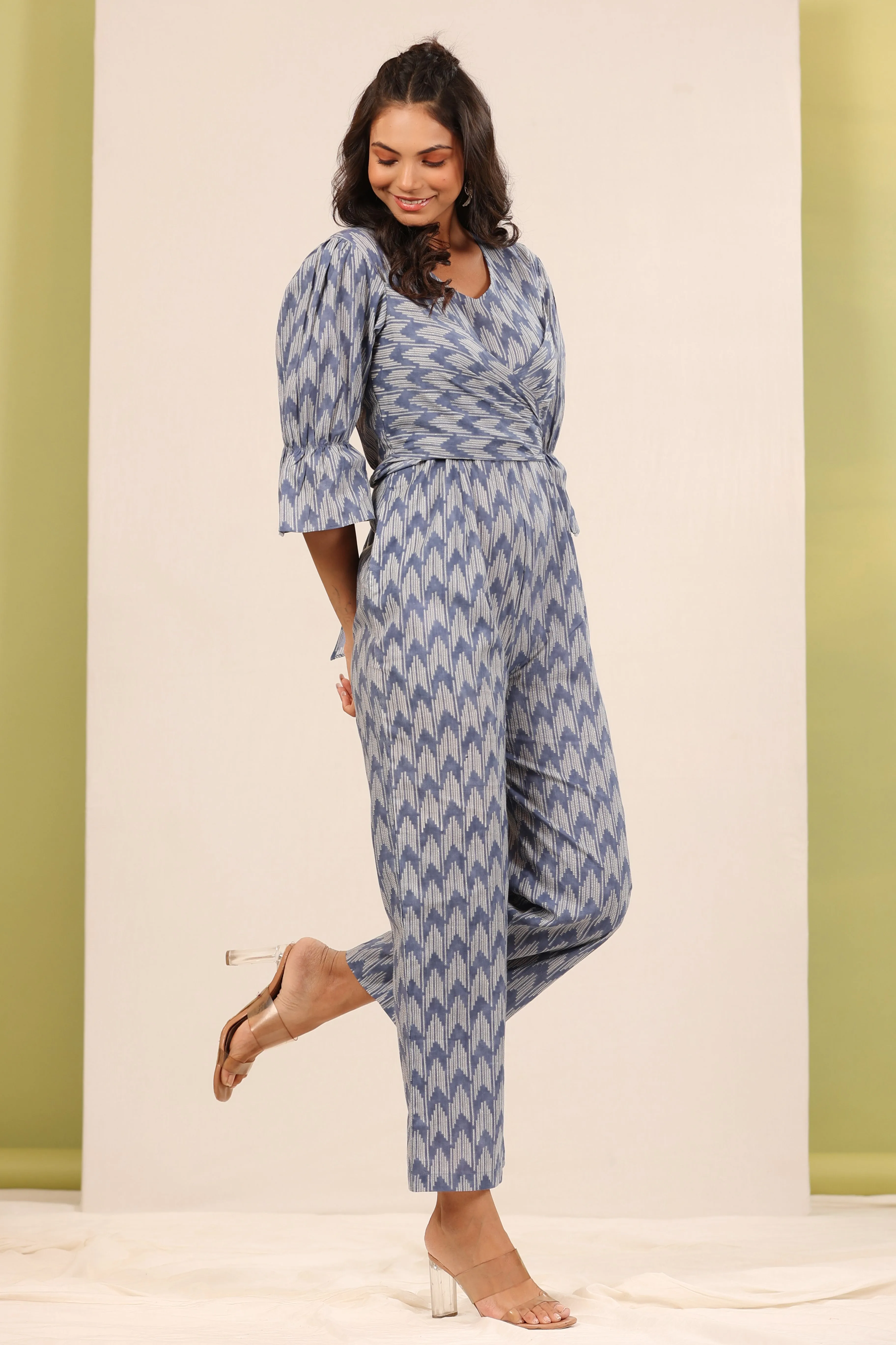 Ikat Shibori on Grey Jumpsuit