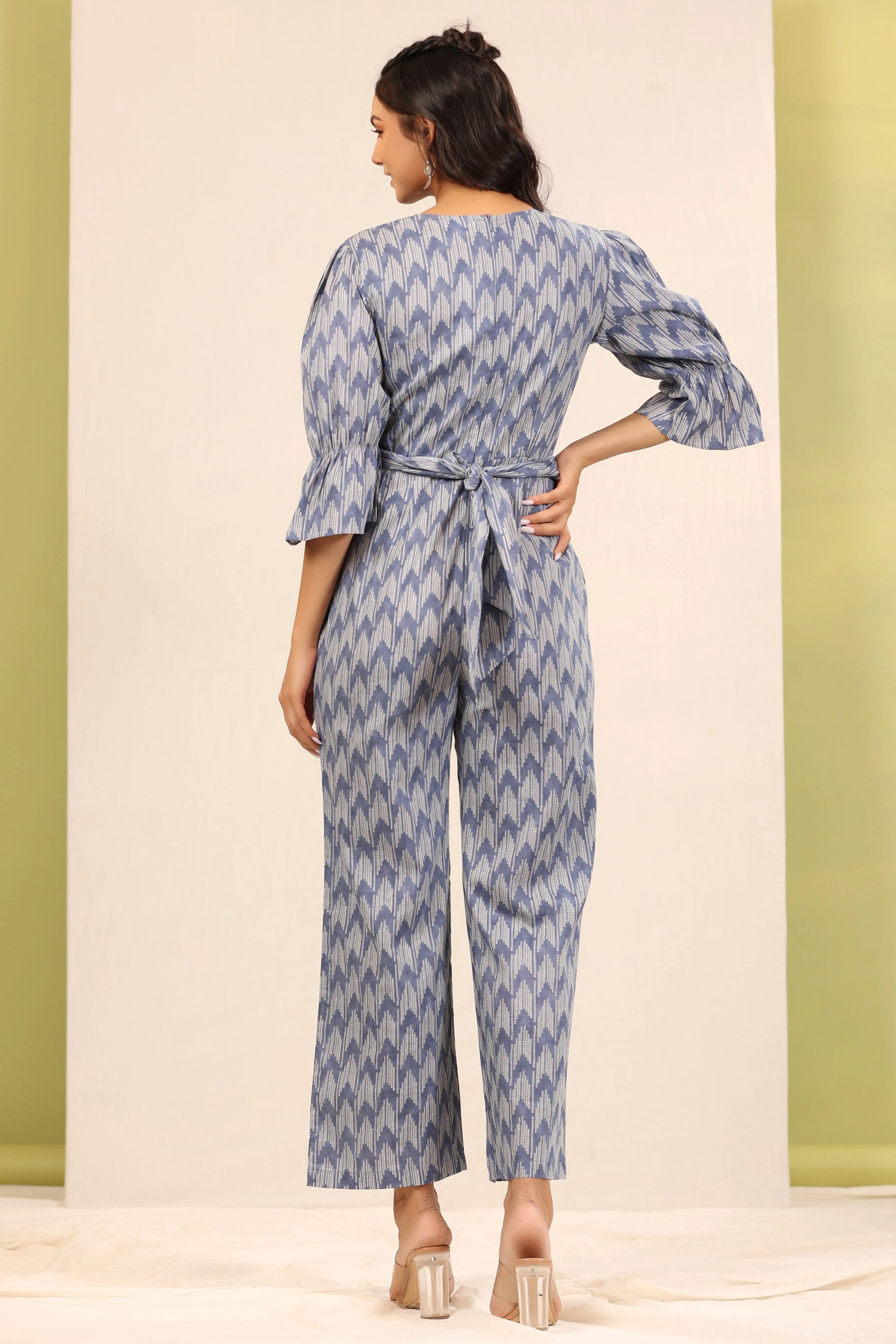 Ikat Shibori on Grey Jumpsuit