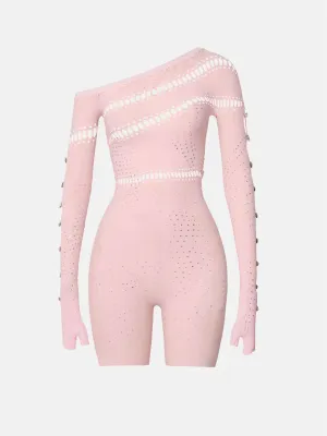 Ivy Rhinestone Jumpsuit Rose Quartz