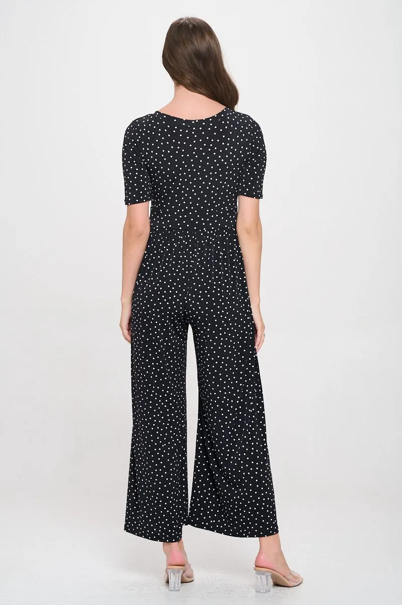 Jana Short Sleeve Round Neck Knit Jumpsuit