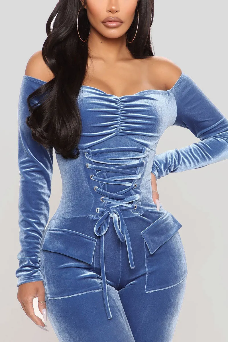 JG617 Off-Shoulder Long Sleeve Jumpsuit