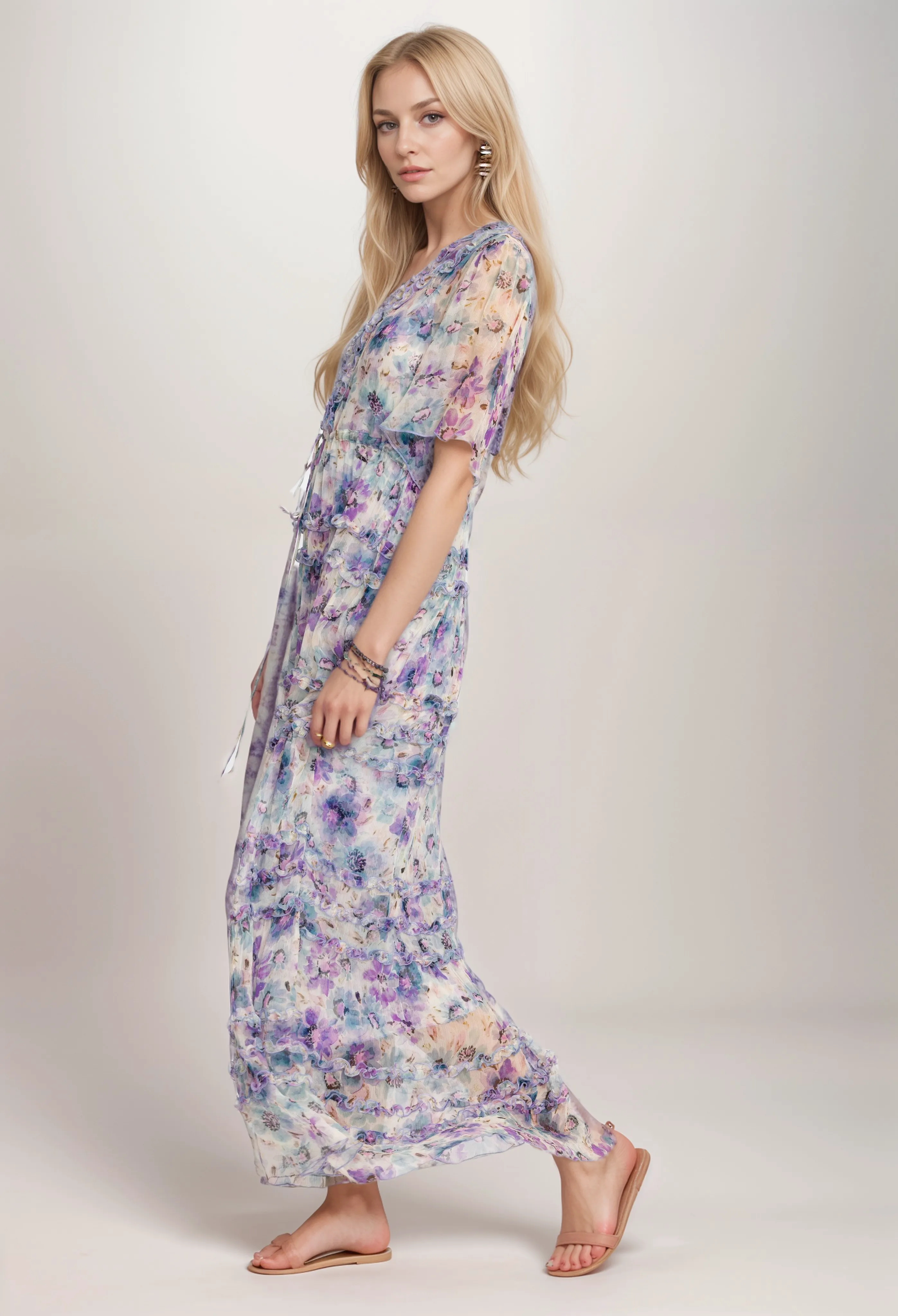 Johnny Was Jade Glinda Silk Maxi Dress L33124 Boho Chic