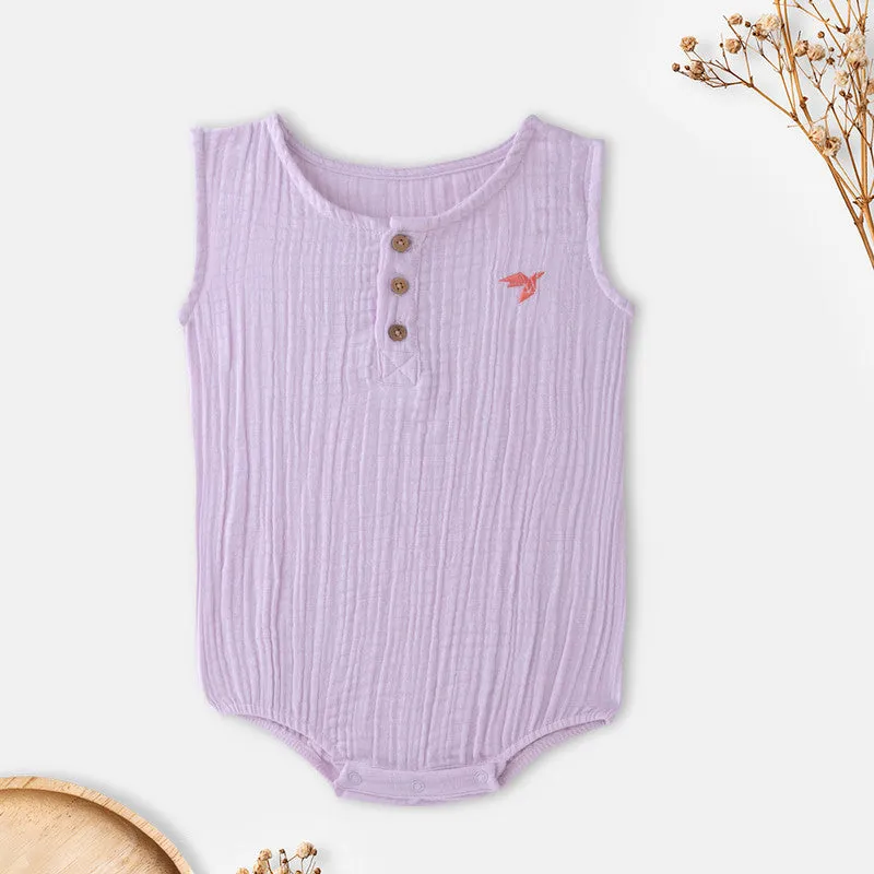 Jumpsuit for Kids | Organic Cotton Muslin Baby Romper | Sleeveless | Lavender