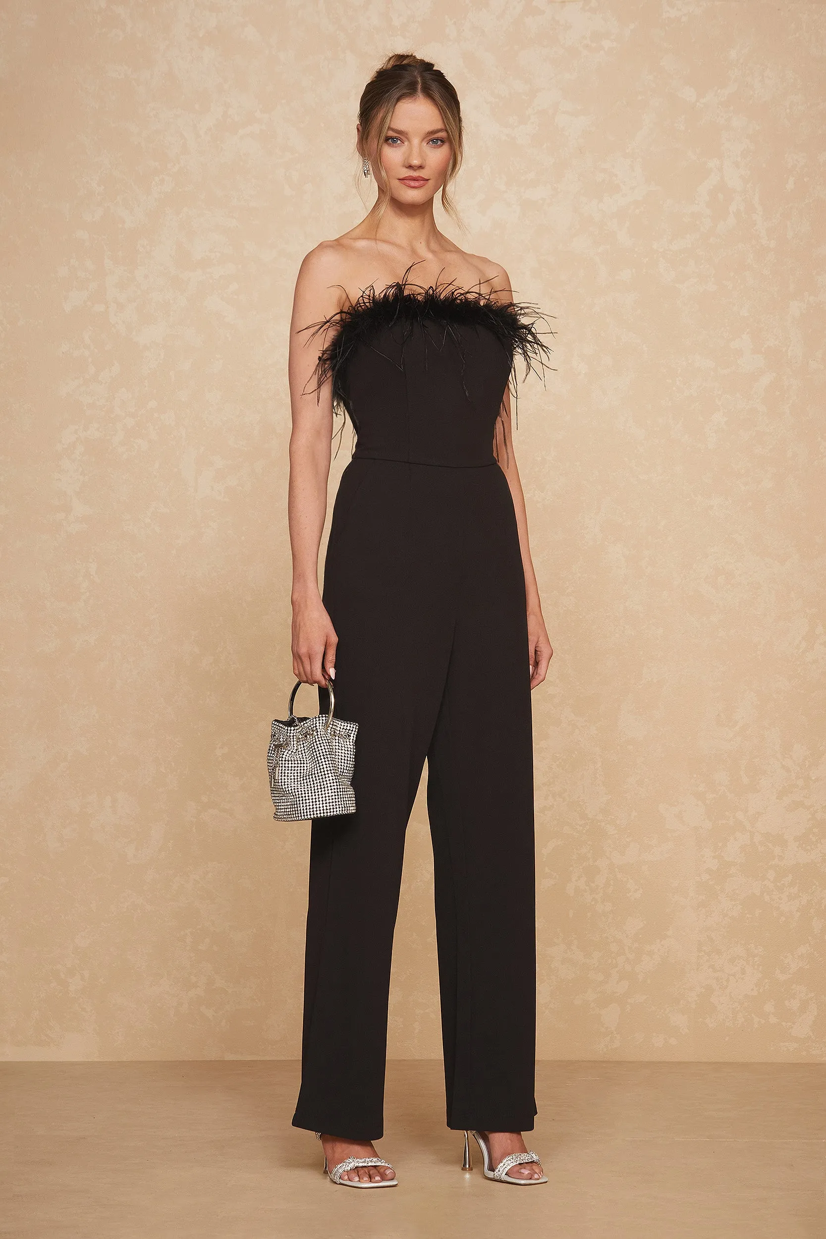 Katia Feather Jumpsuit - Black