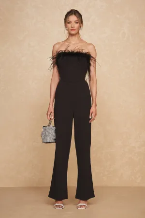 Katia Feather Jumpsuit - Black