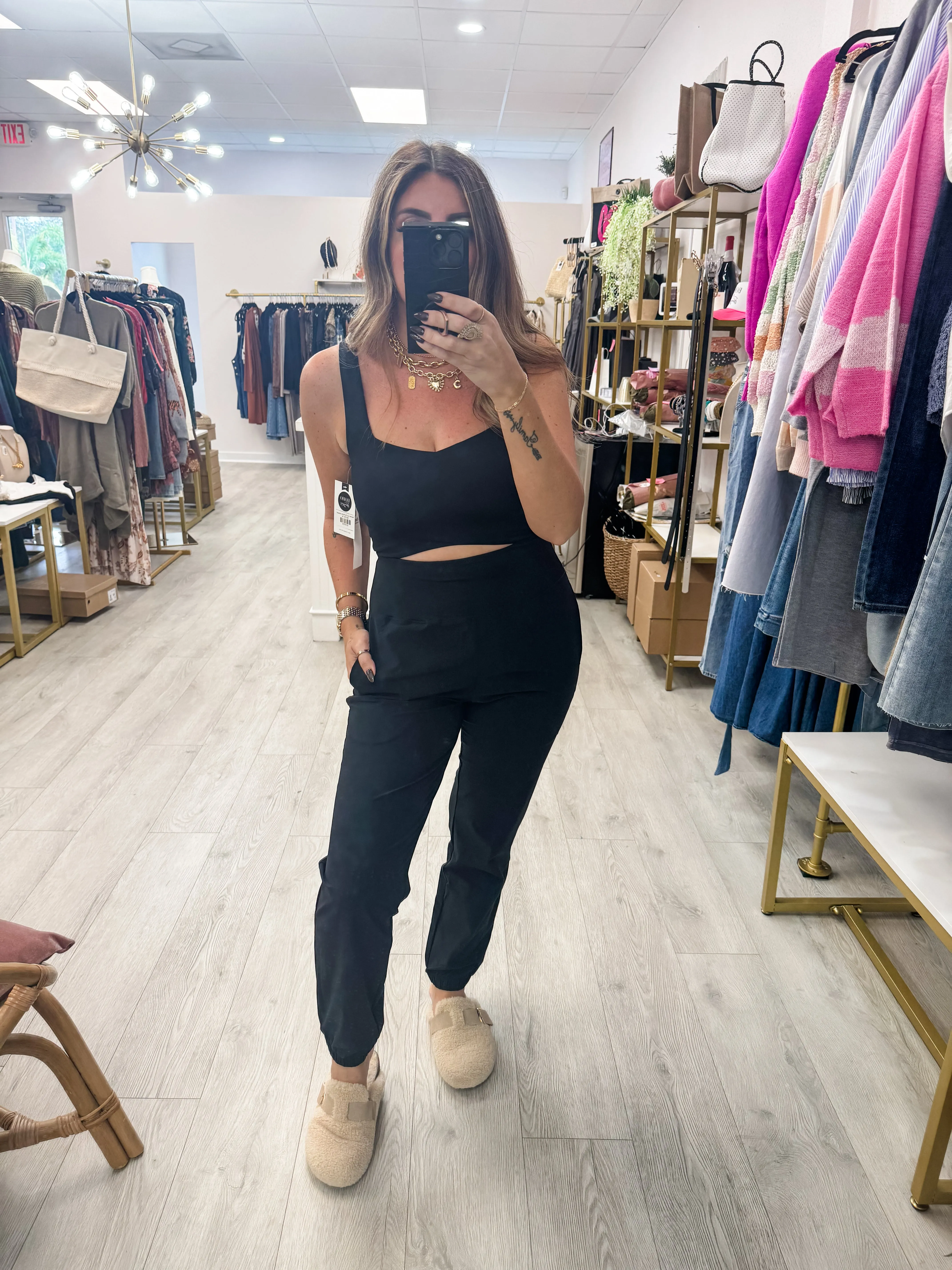 Keyhole Cut Out Active Jumpsuit