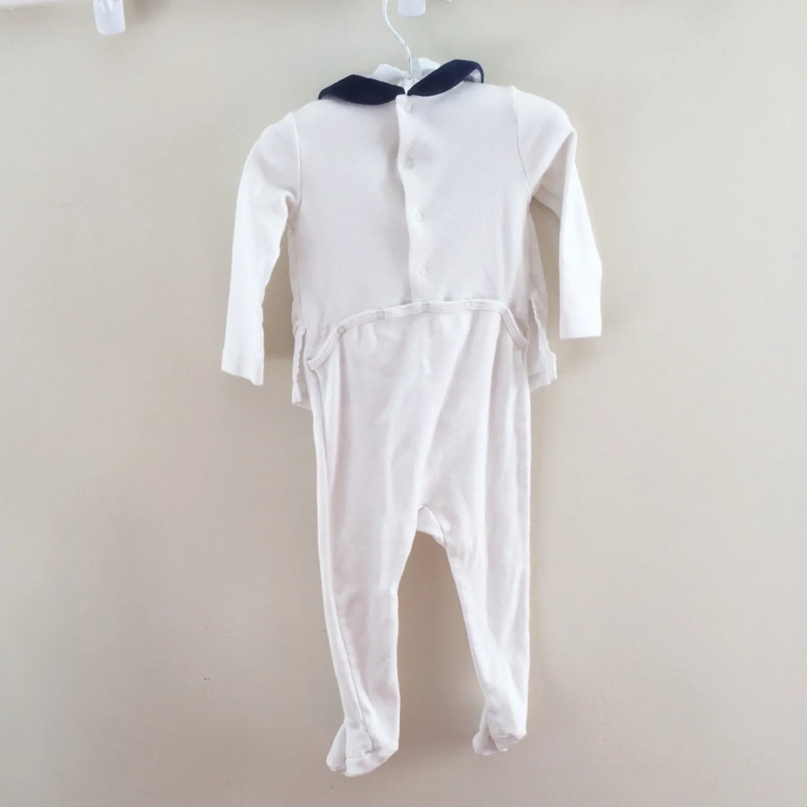 Laranjinha White & Navy Layered Babygrow 12 Months