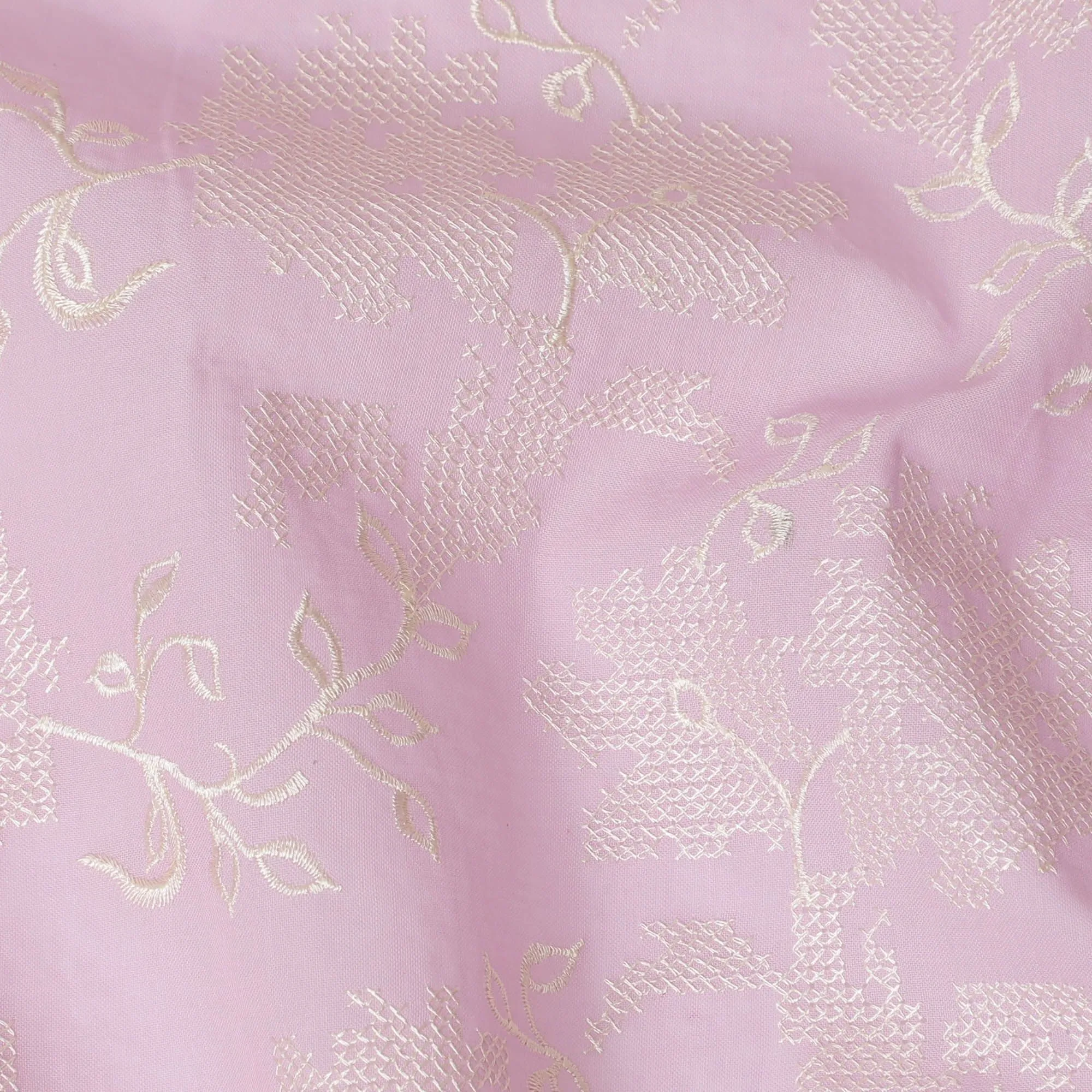 Lavender Whisper Cotton Voile Fabric - Delicate Embroidery, 110 cm Width - Buy Online for Graceful Creations-D18126