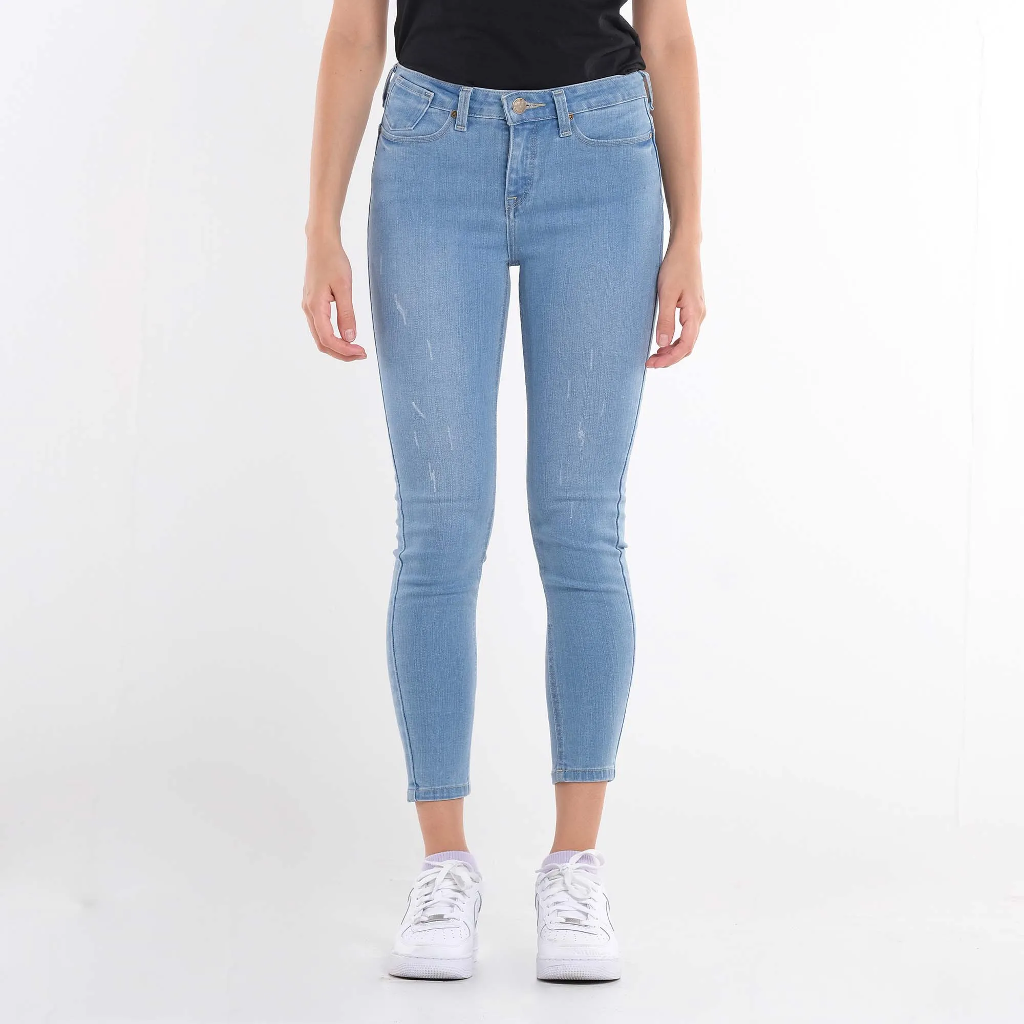 LEE WOMENS SKYLER JEANS IN DISTRESSED DENIM