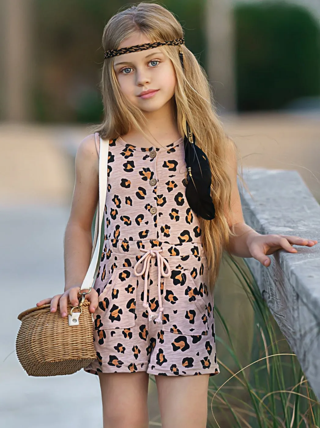 Leopard Princess Drawstring Romper