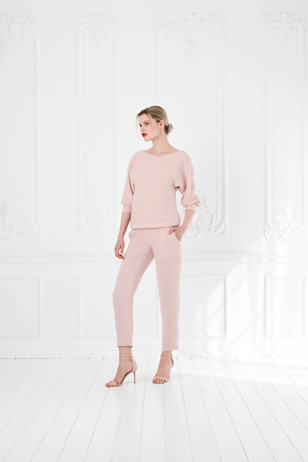 LITTORELLA NUDE PINK V-NECK JUMPSUIT