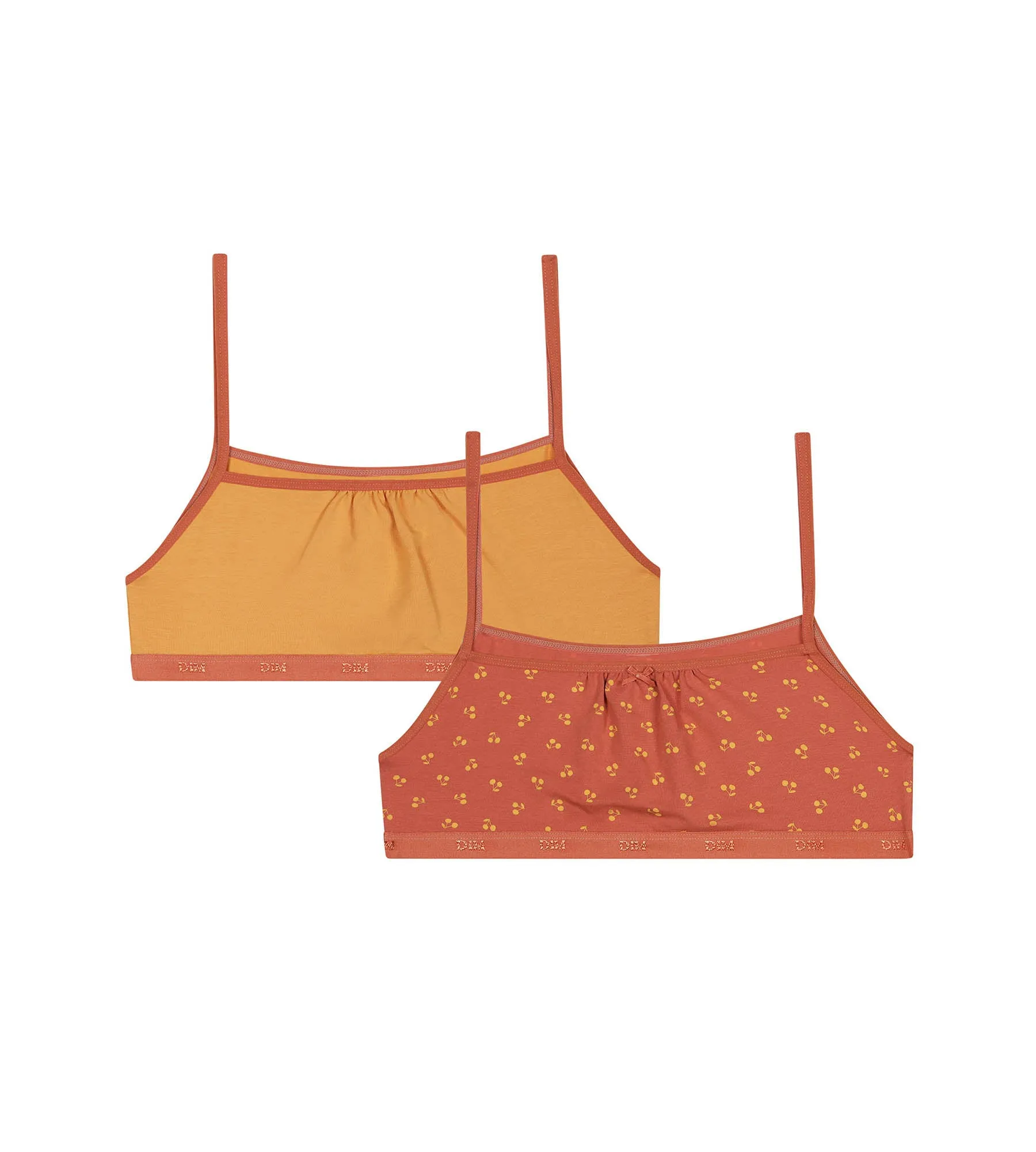 Lot de 2 brassières filles en coton à motif cerise Jaune Les Pockets