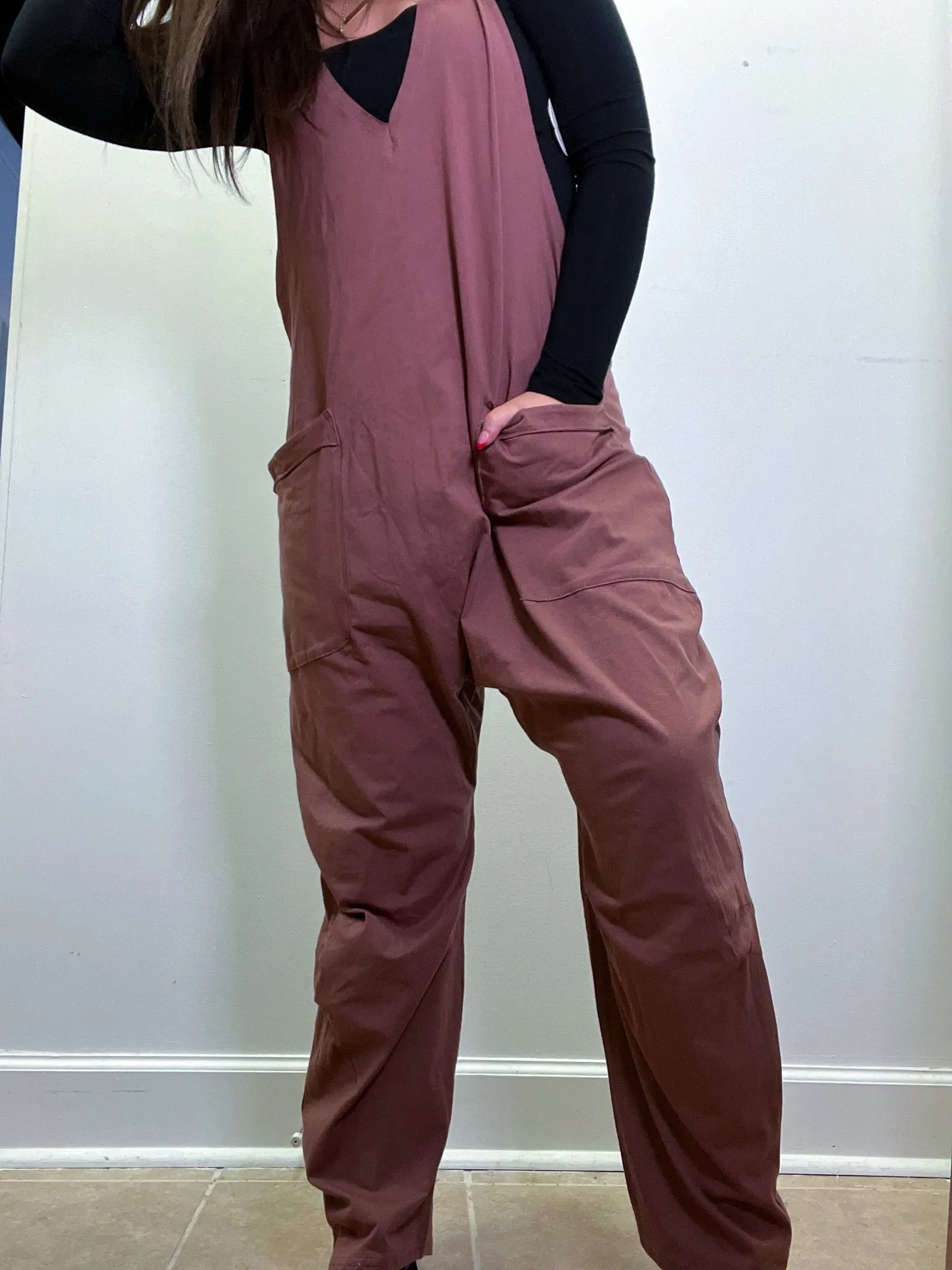 Love Free Pocket Jumpsuit- Mocha