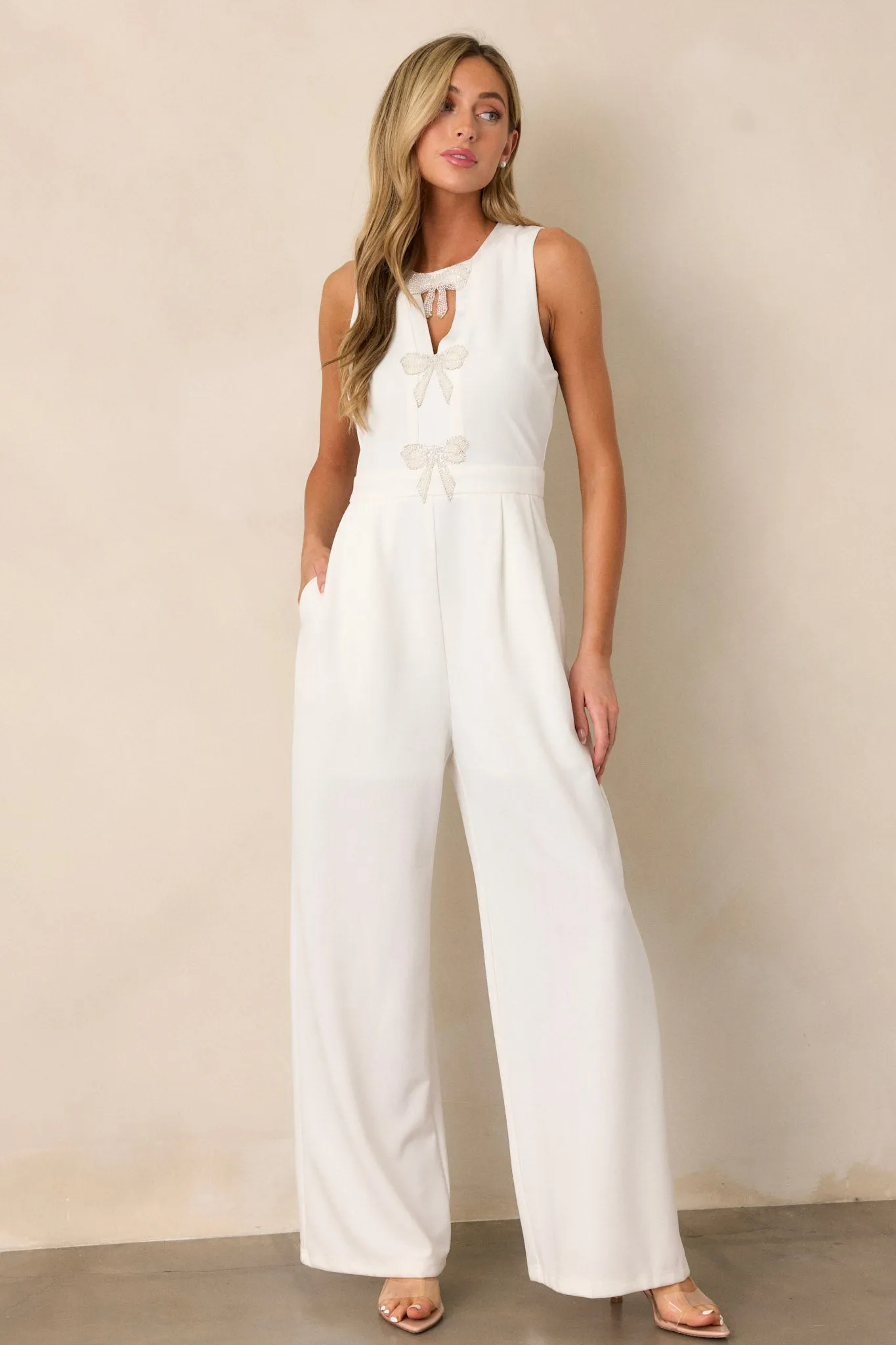 Luminous Bliss White Sleeveless Jumpsuit