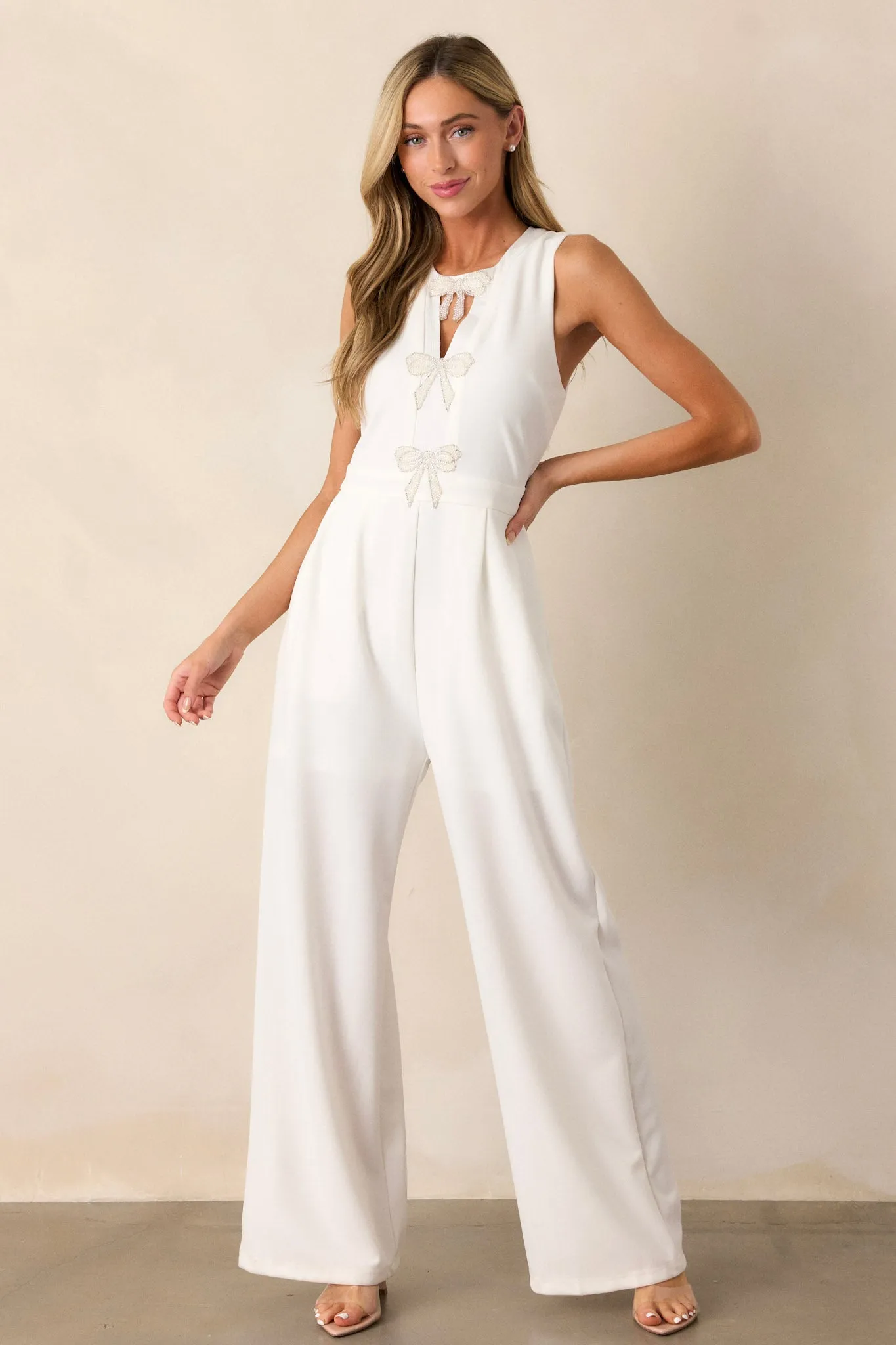 Luminous Bliss White Sleeveless Jumpsuit