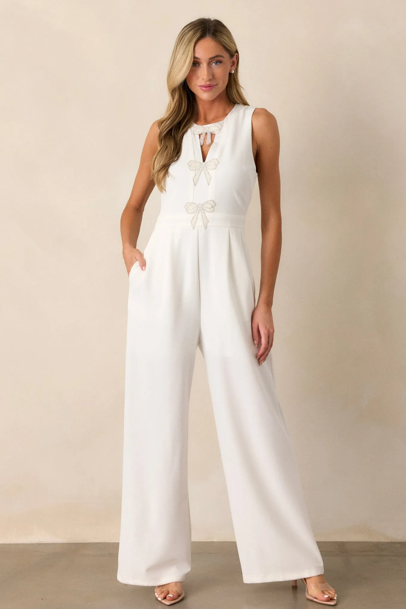 Luminous Bliss White Sleeveless Jumpsuit