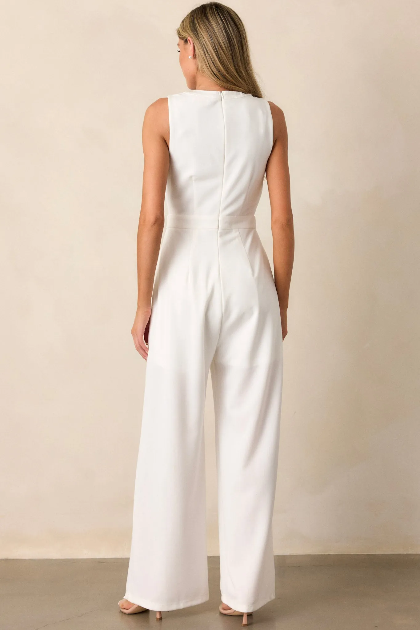 Luminous Bliss White Sleeveless Jumpsuit