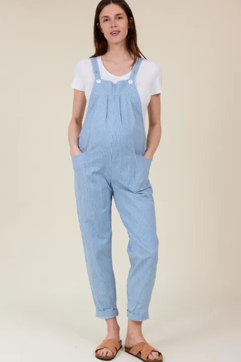 Mae Dungarees - Striped Denim