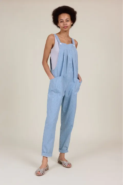 Mae Dungarees - Striped Denim