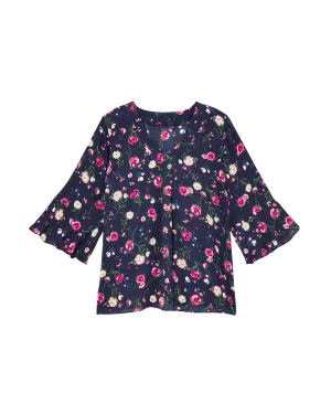 Magnolia Blouse | Navy / Pink