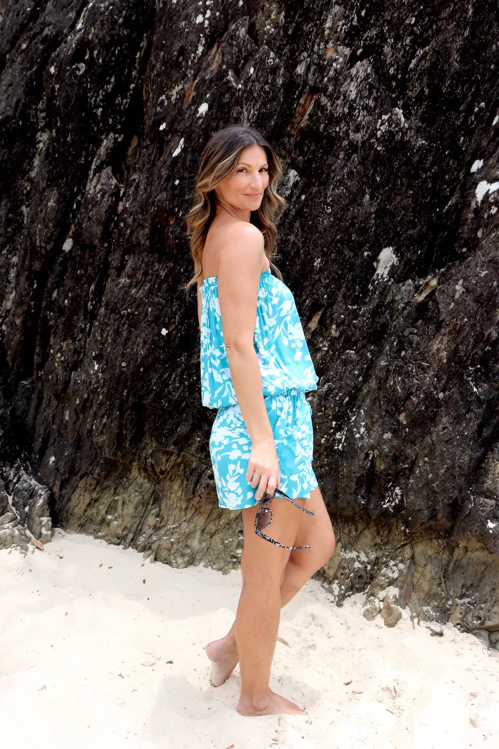 Maldives Short Jumpsuit In Promise Land Aqua