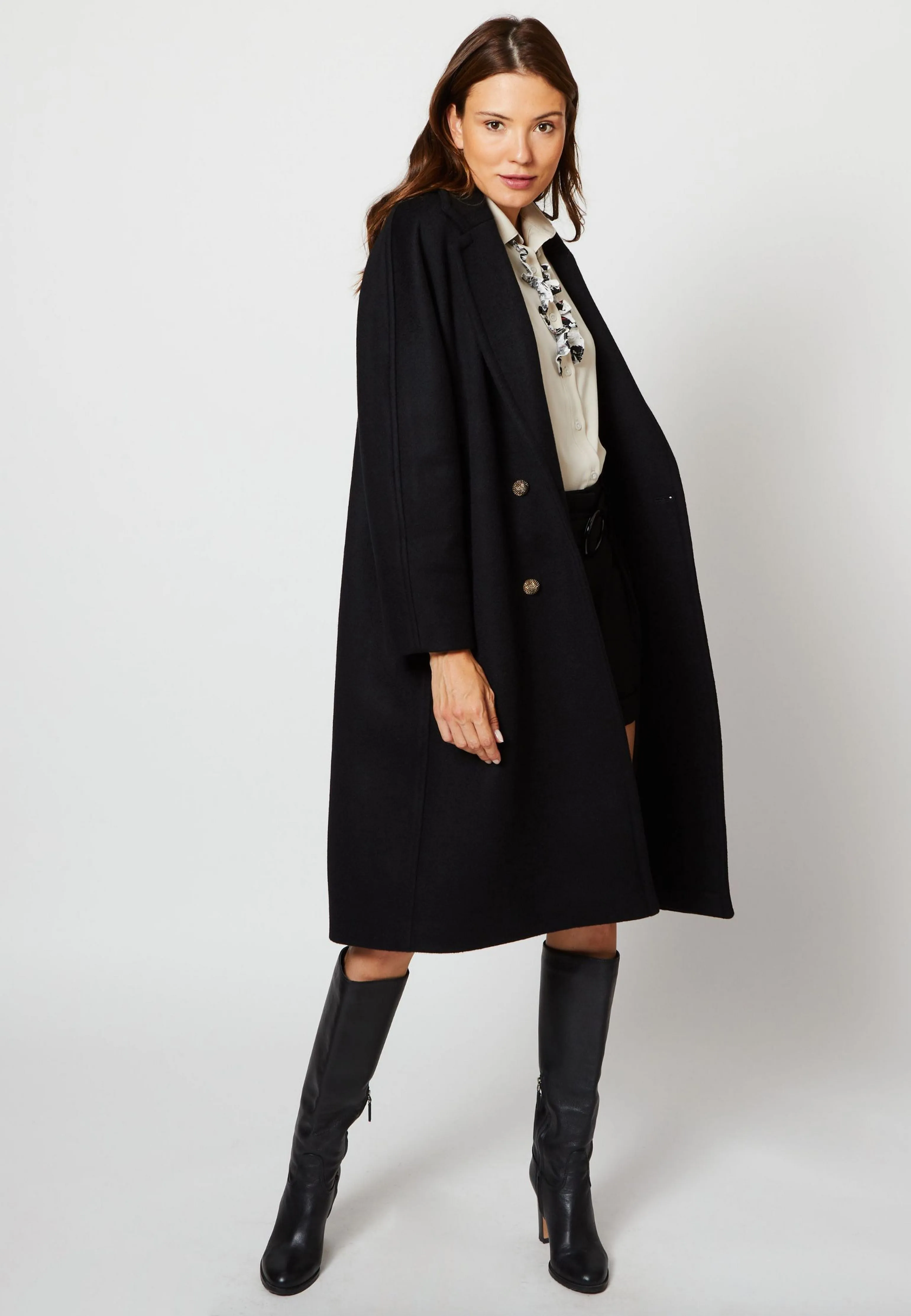 MANTEAU PAULA LAINE CACHEMIRE UPCYCLÉE NOIR