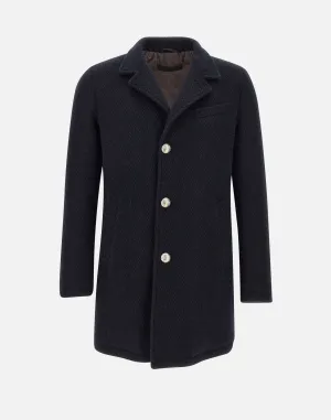 Men's Wool Mohair Coat in Blue