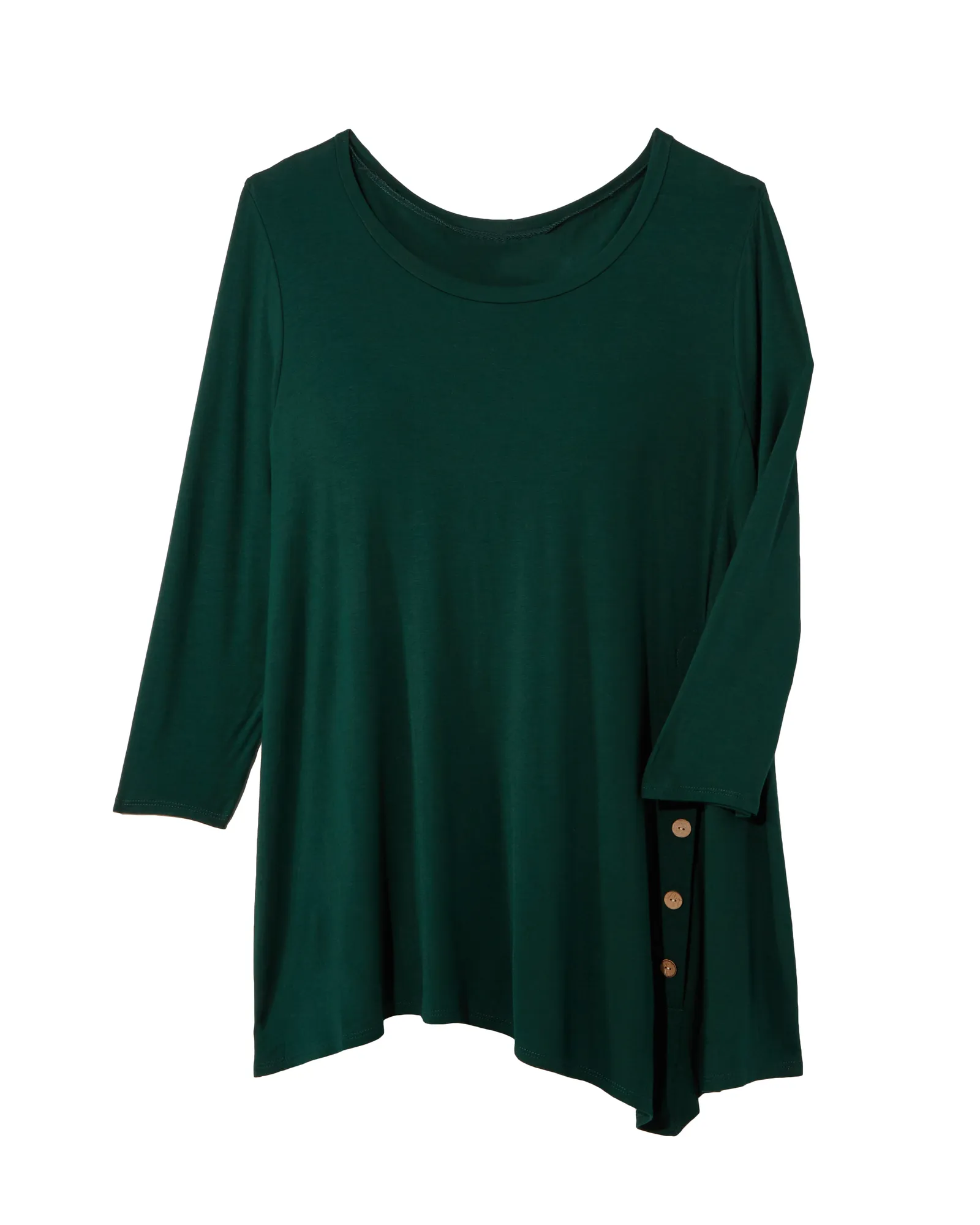 Michelle Asymmetric Detailed Tee | Forest Green